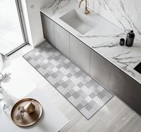 Geometrisch tegeleffect vinyl vloerkleed keuken