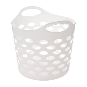 5Five Flexibele wasmand/opbergmand - rond - wit - 28 liter - D39 x H54 cm - Wasmanden