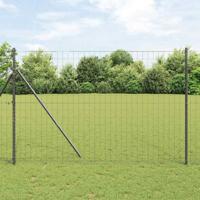VidaXL Hek met paal grijs 1,5 x 10 m staal en pvc