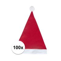 100x Rode budget kerstmuts voor volwassenen   - - thumbnail