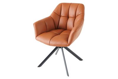Draaistoel PAPILLON draaibaar 180 graden met armleuningen leather cognac zwart - 44596