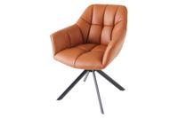 Draaistoel PAPILLON draaibaar 180 graden met armleuningen leather cognac zwart - 44596