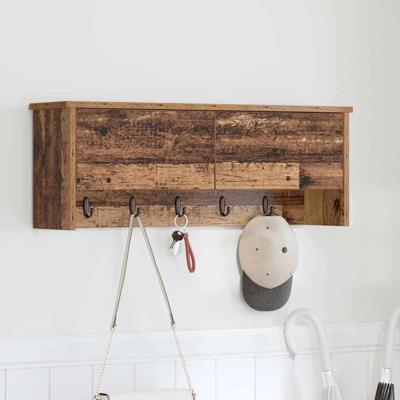 Wandgemonteerde kapstok Oud hout 80 x 20 x 30 cm Bewerkt hout