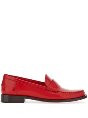 Ferragamo mocassins en cuir à logo embossé - Rouge