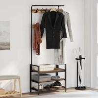 Kapstok met plank Oud hout 75 x 34 x 184 cm Bewerkt hout