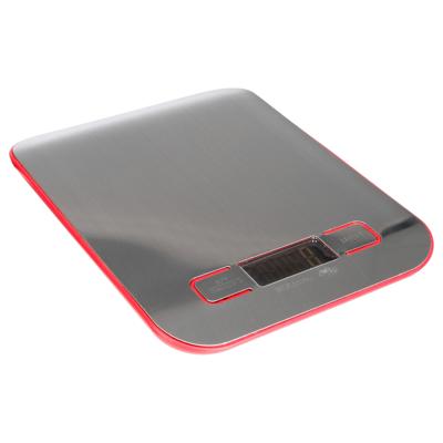 5Five Digitale keukenweegschaal - rood - RVS - 17 x 13 x 2 cm - Elektrisch