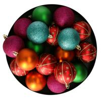 Kerstballen - 27x stuks - 6 cm - gekleurd - kunststof - kerstballenpakket