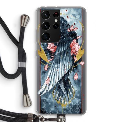 Golden Raven: Samsung Galaxy S21 Ultra Transparant Hoesje met koord