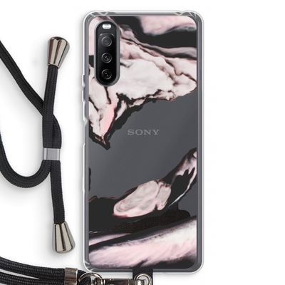 Roze stroom: Sony Sony Xperia 10 III Transparant Hoesje met koord