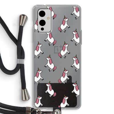 Eenhoorns overal: OnePlus 9 Transparant Hoesje met koord