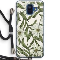 Wit bloemenpatroon: Samsung Galaxy A6 (2018) Transparant Hoesje met koord