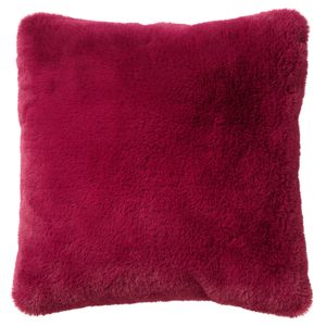 Dutch Decor - ZAYA - Sierkussen 45x45 cm - bontlook - effen kleur - Red Plum - roze