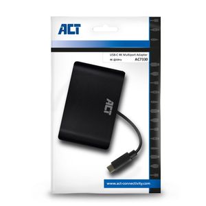 ACT Connectivity USB-C naar HDMI of VGA multiport adapter 4K met ethernet en USB hub dockingstation USB-C | HDMI | VGA | 4K | USB-A | LAN