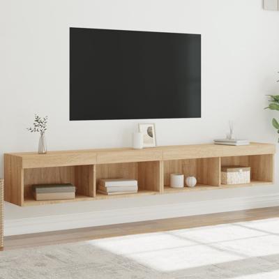 Tv-meubels met LED-verlichting 2 st 100x30x30 cm sonoma eiken