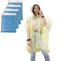 Regenponcho - 6x - blauw transparant - wegwerp - voor volwassenen - one size fitts all - capuchon