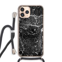 Zwart marmer: iPhone 11 Pro Max Transparant Hoesje met koord