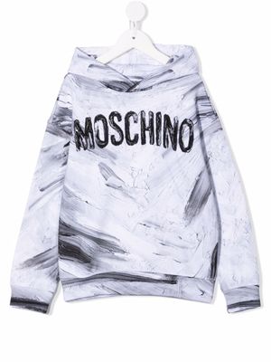 Moschino Kids hoodie à logo imprimé - Blanc