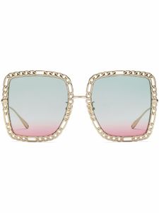 Gucci Eyewear lunettes de soleil à monture en chaîne - Bleu