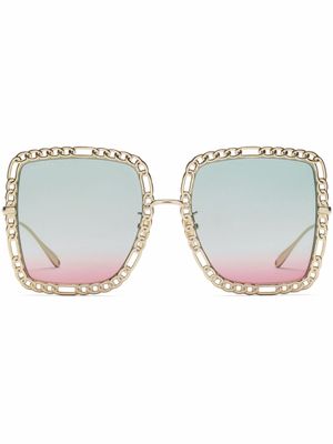 Gucci Eyewear lunettes de soleil à monture en chaîne - Bleu