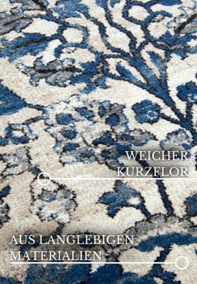 Hanse Home - Villeroy & Boch 1869 Short Pile Rug Ernest Cream Blue - 80x240 cm
