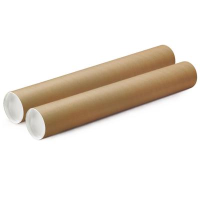 Poster koker - 2x - 470 x 50 mm - bruin - karton - met witte deksel - verzendkokers - delselkoker