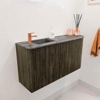 Toiletmeubel Mondiaz Joya Dlux | 81.6 cm | Meubelkleur Shadow | Faye wastafel Sombra Wasbak Links | 1 kraangat