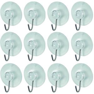 Ophanghaakjes met zuignap - 12x stuks - transparant - dia 3 cm
