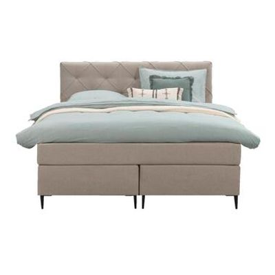 Boxspring Liv geruit - beige - 140x200 cm - slanke poot - Leen Bakker