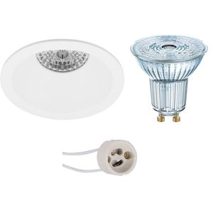 LED Spot Set - LEDVANCE Parathom PAR16 930 36D - Pragmi Pollon Pro - GU10 Fitting - Dimbaar - Inbouw Rond - Mat Wit - 3.7W - Warm Wit 3000K - Verdiept - Ø82mm