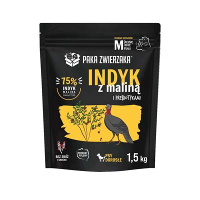 PAKA ZWIERZAKA Turkey with raspberry M - droog hondenvoer - 1,5kg