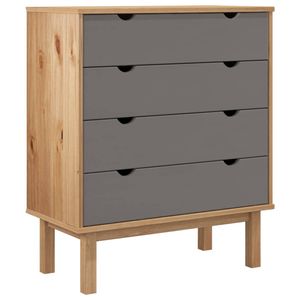 The Living Store OTTA Houten Ladekast - 76.5 x 39.5 x 90 cm - Massief Grenenhout - 4 Lades