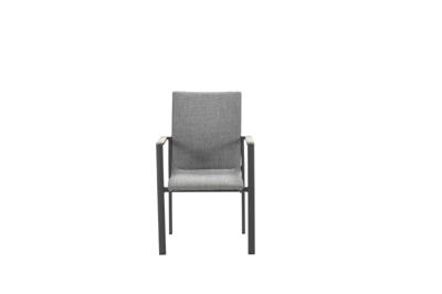 Ottawa dining stoel carbon black/ grijs/ teak look - Garden impressions