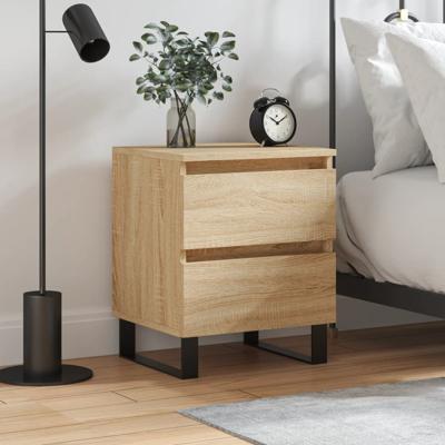 Nachtkastje 40x35x50 cm bewerkt hout sonoma eikenkleurig