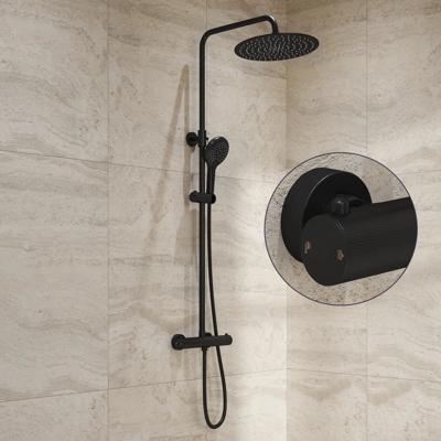 Regendouche set SaniClear Evolution Stripes | Opbouw | 30 cm | Mengkraan | Incl.Handdoucheset | Zwart Mat
