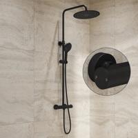 Regendouche set SaniClear Evolution Stripes | Opbouw | 30 cm | Mengkraan | Incl.Handdoucheset | Zwart Mat