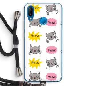 Meow: Huawei P20 Lite Transparant Hoesje met koord