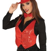 Fiestas Guirca Verkleed gilet met pailletten - rood - voor dames One size  -
