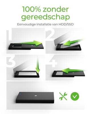 ICY BOX IB-200T-C3 SDD-behuizing Zwart 2.5"