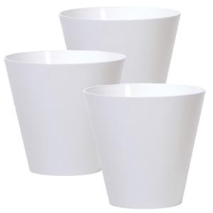 Bloempot/plantenpot voor buiten - Set van 3x stuks - kunststof - wit - D25 x H23 cm - 7 liter