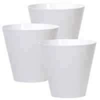 Bloempot/plantenpot voor buiten - Set van 3x stuks - kunststof - wit - D25 x H23 cm - 7 liter