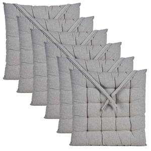 Stoelkussen Decorama - 6x - binnen/buiten - lichtgrijs - 40 x 40 x 5cm - polyester