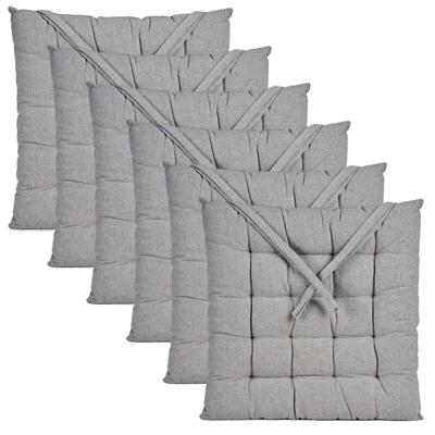 Stoelkussen Decorama - 6x - binnen/buiten - lichtgrijs - 40 x 40 x 5cm - polyester