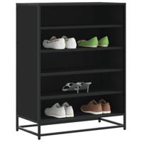 Schoenenkast 75x38x97,5 cm bewerkt hout en metaal zwart