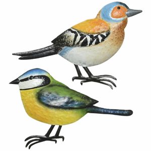 Decoratie vogels/muurvogels Vink en pimpelmees voor in de tuin 38 cm