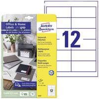 Avery-Zweckform 6123 Universele etiketten 97.3 x 42.3 mm Papier Wit 120 stuk(s) Permanent hechtend Inkjet, Laser (zwart/wit), Laser (kleur), Kopiëren