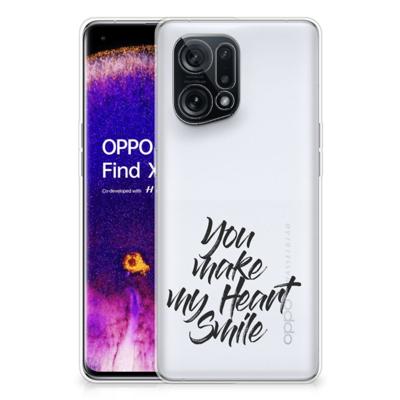 OPPO Find X5 | Siliconen hoesje | met naam Heart Smile OPPO Find X5 | Siliconen hoesje | met naam Heart Smile