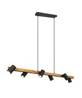 Trio Hanglamp Marley 6-lichts zwart met hout 312490632