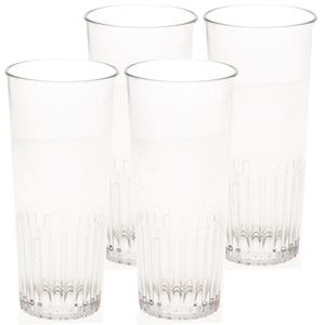 4x stuks onbreekbaar bierglas ribbel transparant kunststof 30 cl/300 ml