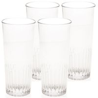 4x stuks onbreekbaar bierglas ribbel transparant kunststof 30 cl/300 ml