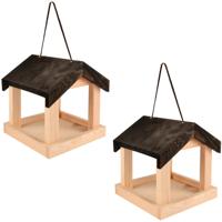 Voederhoes voor vogels - 2x - 23 cm - hangend - muurvoederhuis - Vogelhuisje